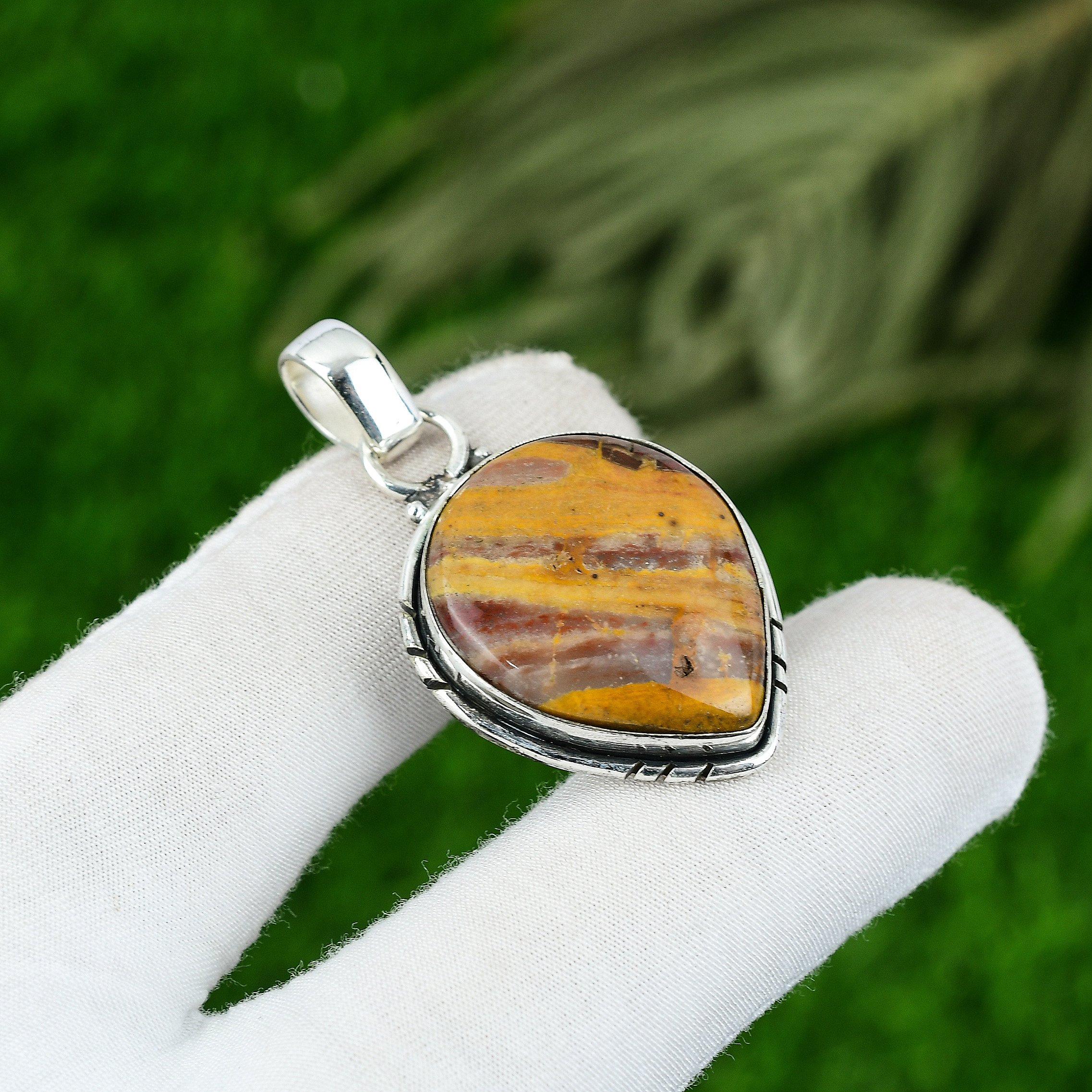 

Natural Red Snakeskin Jasper Mother Anniversary Pendant Jewelry Sterling Silver