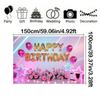 Balloons,Flowers,Stars Theme-Happy Birthday Backdrop Polyester for Photo Booth,Party Event,Indoor/Outdoor Celebrations