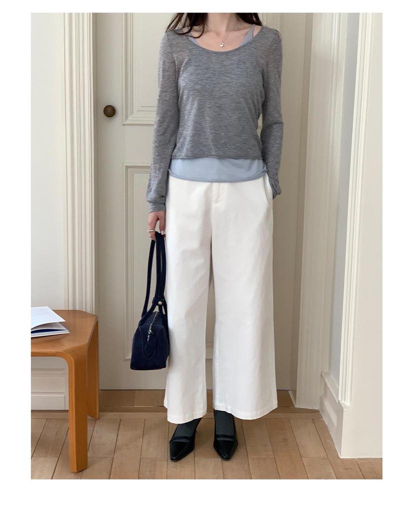 Vison Women's High Waist White Wide-Leg Pants - Spring 2026 Korean Style