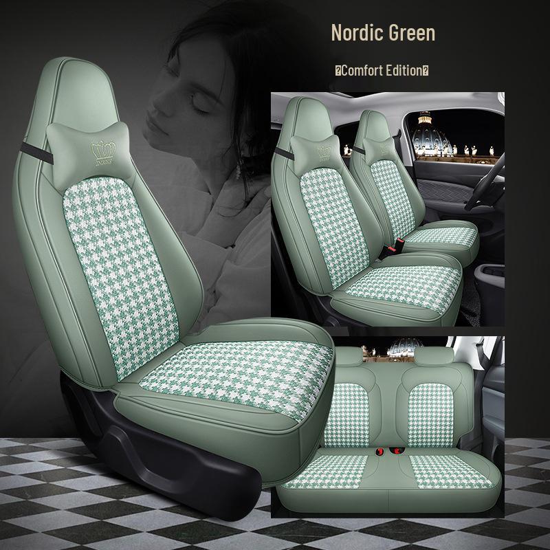 Leapmotor T03 Hahnentritt Autositzbezug - High-End Vollumschließend, Ganzjahreskissen.