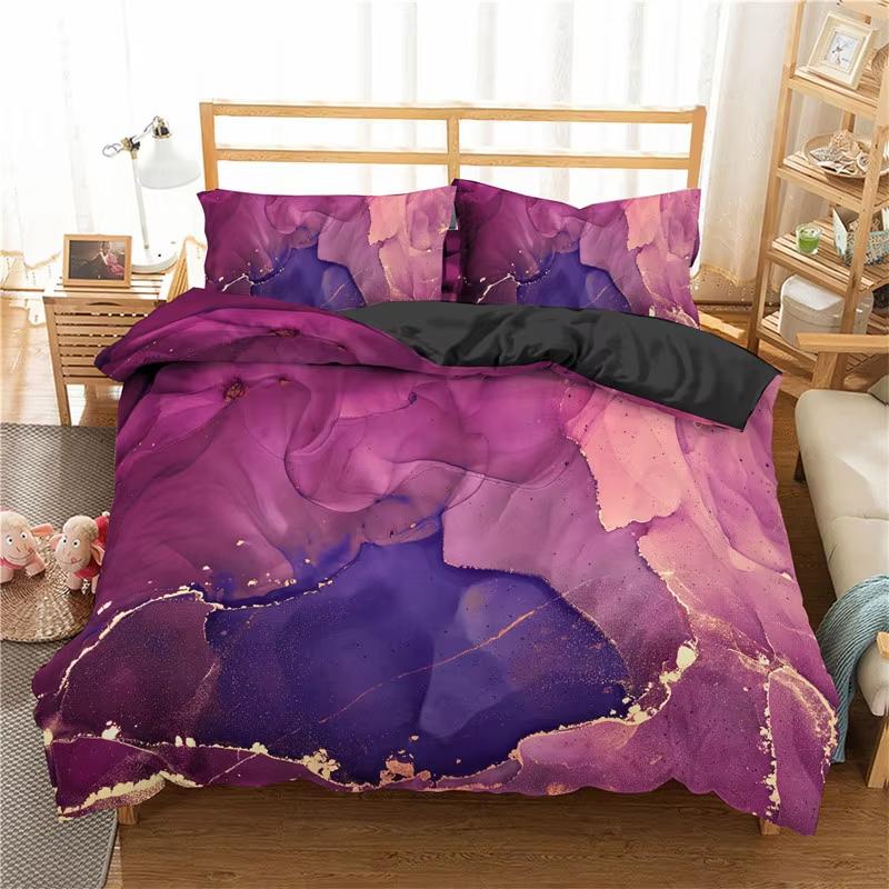 Abstract Marble Bedding Set Bronzing Marble Texture 3D Print Duvet Cover Set Microfiber Comforter Cover King Queen For Men Women