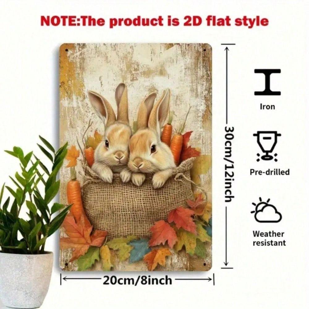 Vintage Rabbit Carrot Metal Poster Wall Art Kitchen Decor