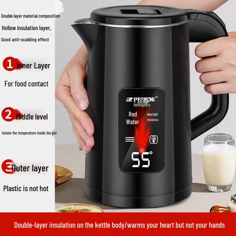 Durable Electric Kettle with Integrated Insulation, Large Capacity, and Fully Automatic Features