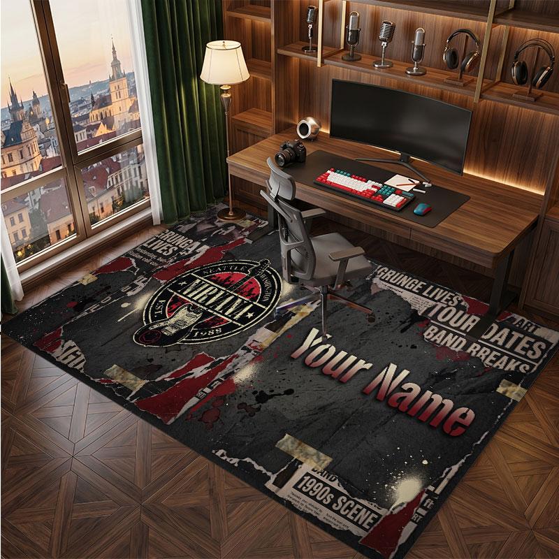 Nirvana Personalized Crystal Velvet Carpet, Customized Name Text Soft Anti‑Slip Rug for Living Room Bedroom