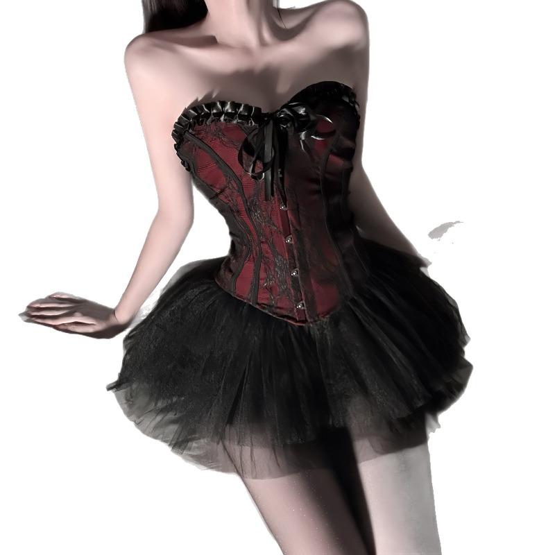 Retro Cat Sexy Court Style Lace Tube Top Vest Bra Pure Waist Can Be Worn with a Fluffy Skirt Uniform