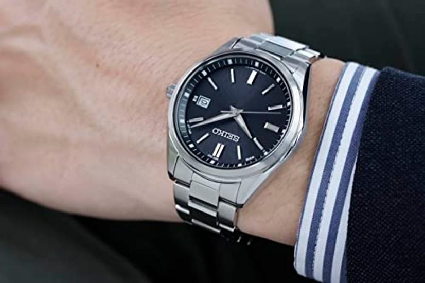 SEIKO SELECTION SBTM323 Męski zegarek wyprodukowany w Japonii zasilany energią słoneczną z radiową korektą daty i kalendarza, czarna tarcza, wodoodporność 10 ATM, stal nierdzewna.