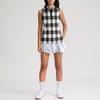 Women Sleeveless Golf Polo Shirt Zip Collar Plaid Print Athletic Tank Top for Sports Outdoor Exercise Casual Wear