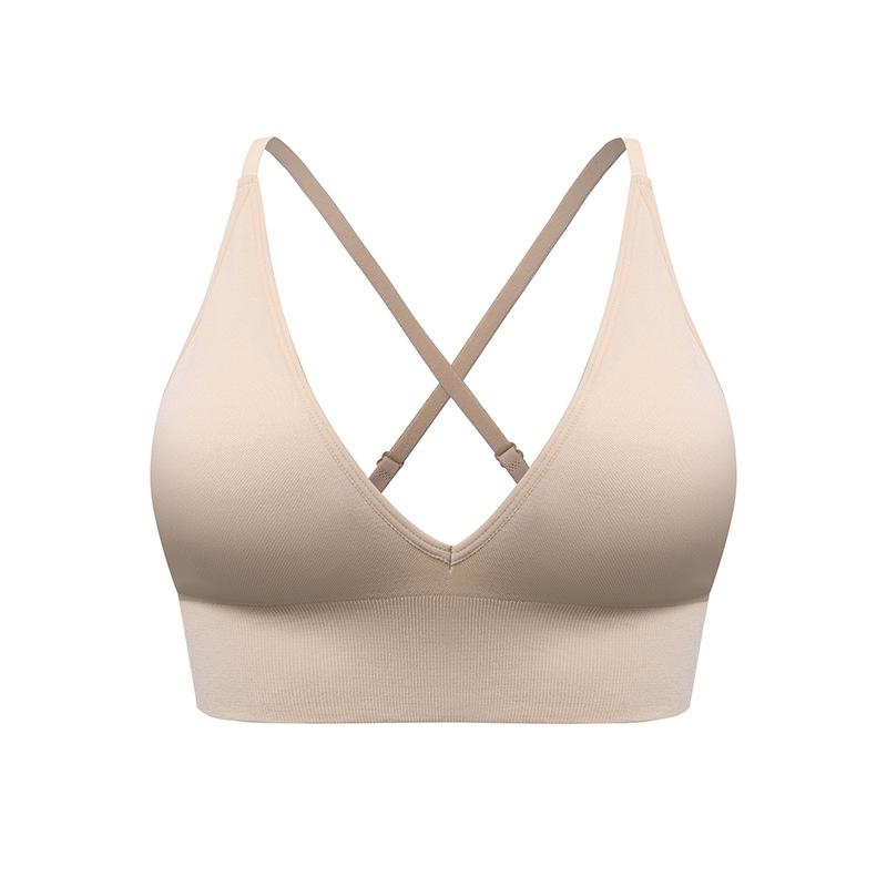 Women Cross Back Thin Strap Shockproof Sports Yoga Bra For Gym Fitness Training