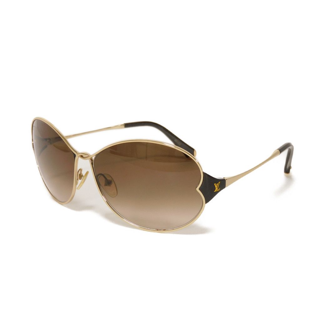 Used Daisy Butterfly Oval with Gold Plated LV Logo in Acetate Brown Gradient (12564 Z0262U 7968) from Japan AUTHENTIC