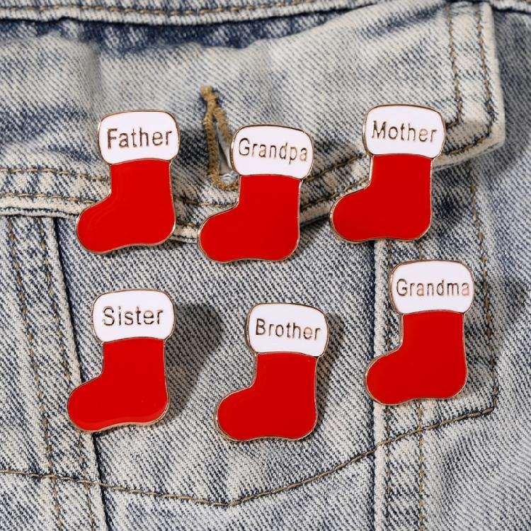 Family Brooch Lapel Pin Christmas Sock New Year for Parties and Weddings