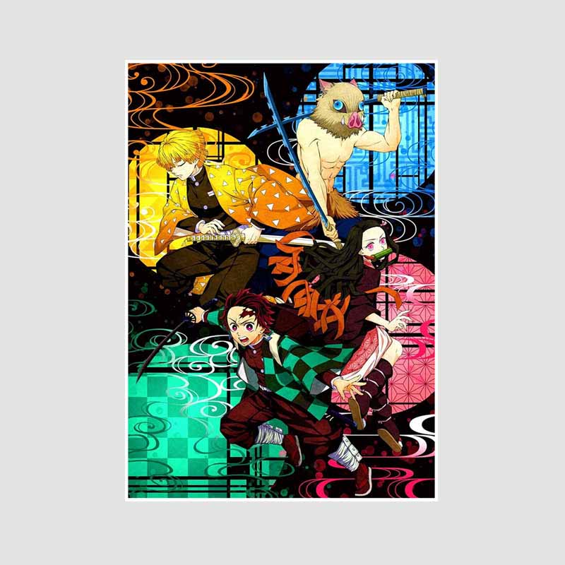 

Японский комикс фильм «Убийца демонов» поезд «Муген» аниме-постеры Kimetsu No Yaiba Белый бумажный постер Художественная роспись настенное украшение Фреска Домашний декор 42x30cm