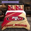 San Francisco 49ers Customized Name Text Bedding Set, 1 Duvet Cover & 2 Pillowcases Personalized Bedroom Gift