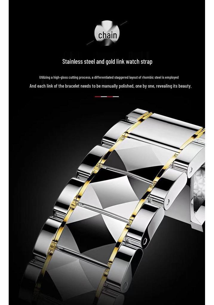 Tycoon Gold Men's Stainless Steel Double Calendar Waterproof Watch