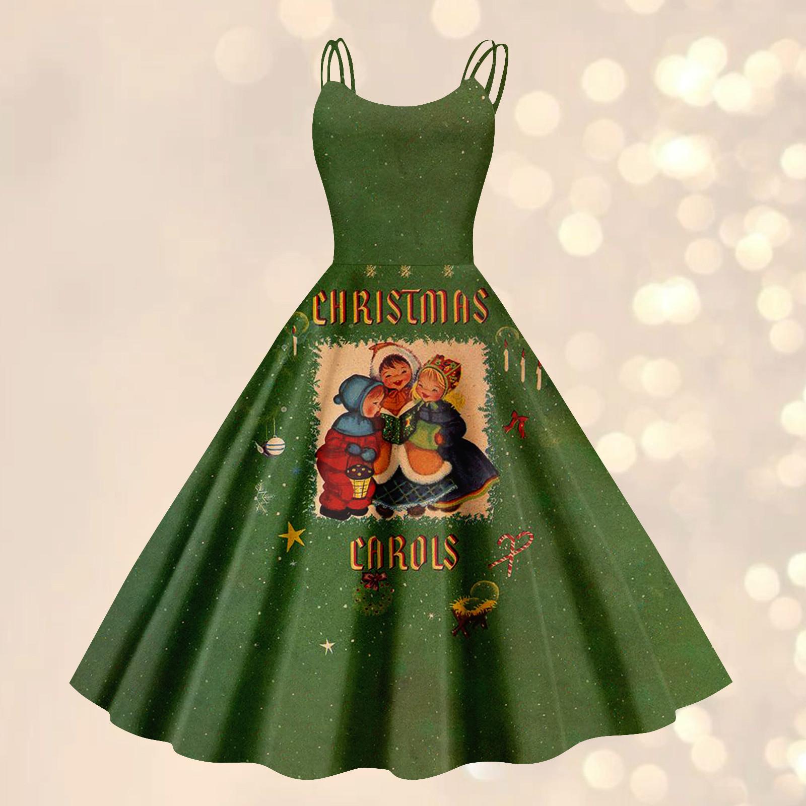 

Різдвяна жіноча повсякденна модна сексуальна ретро-спідниця в стилі панк з відкритими плечами S