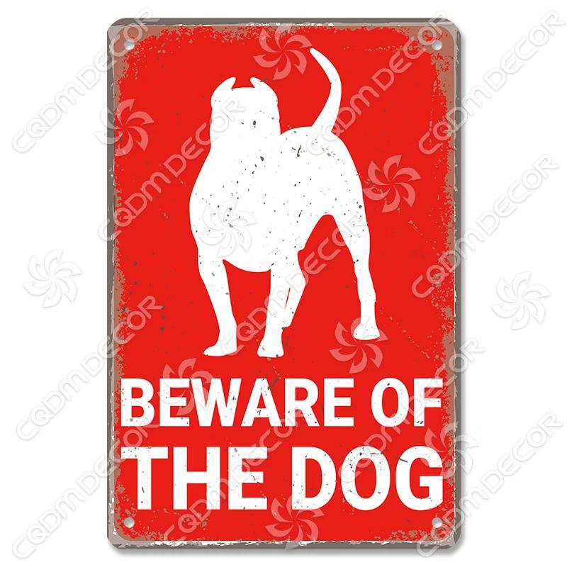 Beware of Dog Warning Tin Sign Metal Plate Caution Danger Dogs Vintage Poster Metal Plaque Garden Backyard Farm Home Wall Decor