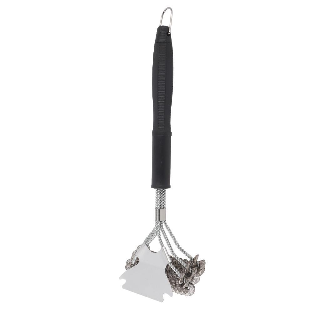 Stainless Steel BBQ Grill Brush Black Brush with Wide Scraper  Outdoor Cooking чёрный