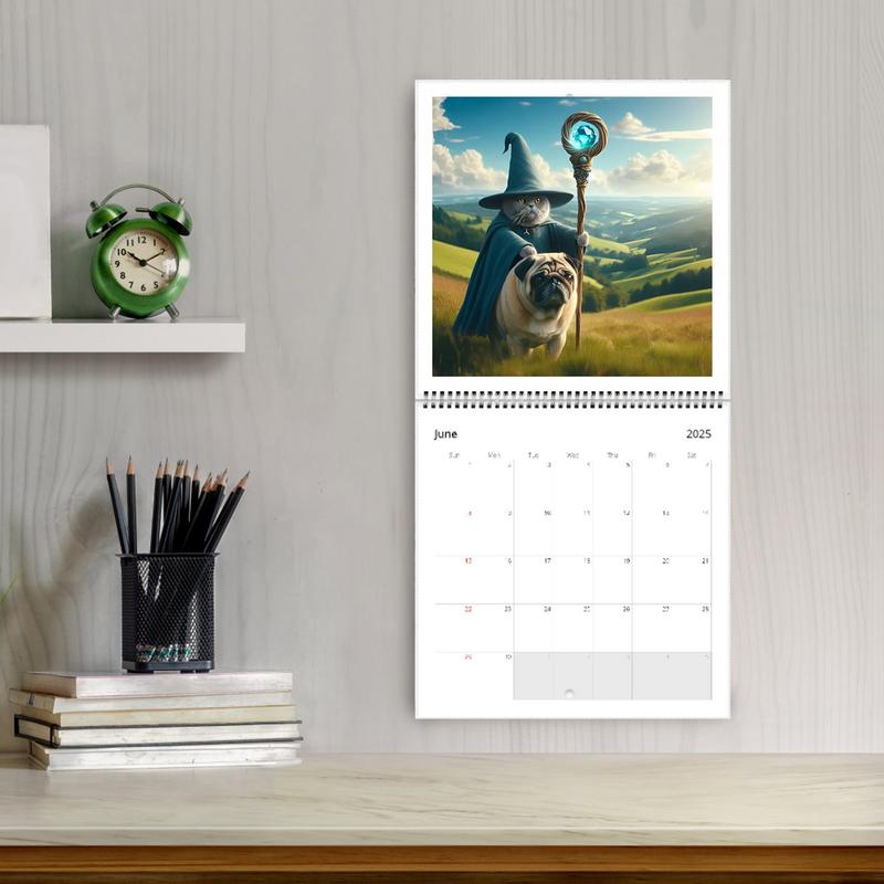 2025 Wall Calendar Funny Illustration Cat Calendar Wall Calendar Cute Desk Accessories Office Supplies for Planning Schedules