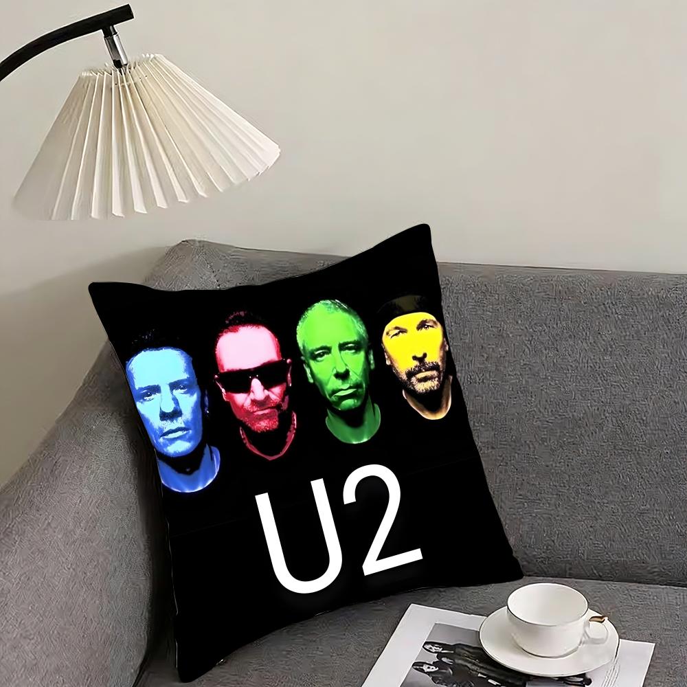 U-U2 Rockk Band Cushion Cover Pillowcase Ultra Soft Skin Friendly Fabric Cloud Like Comfort & Concealed Zipper
