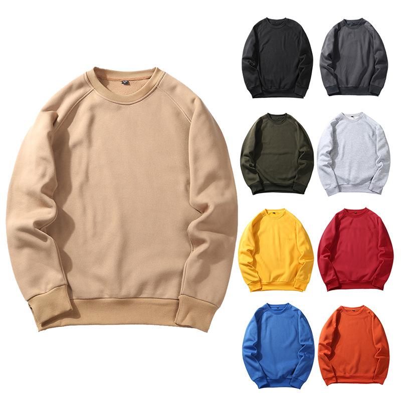 Sweatshirt Men Retro Style Trend Solid Colour Insert Colour Round Neck Sweater Spring and Autumn Long-sleeved Pullover Shirt