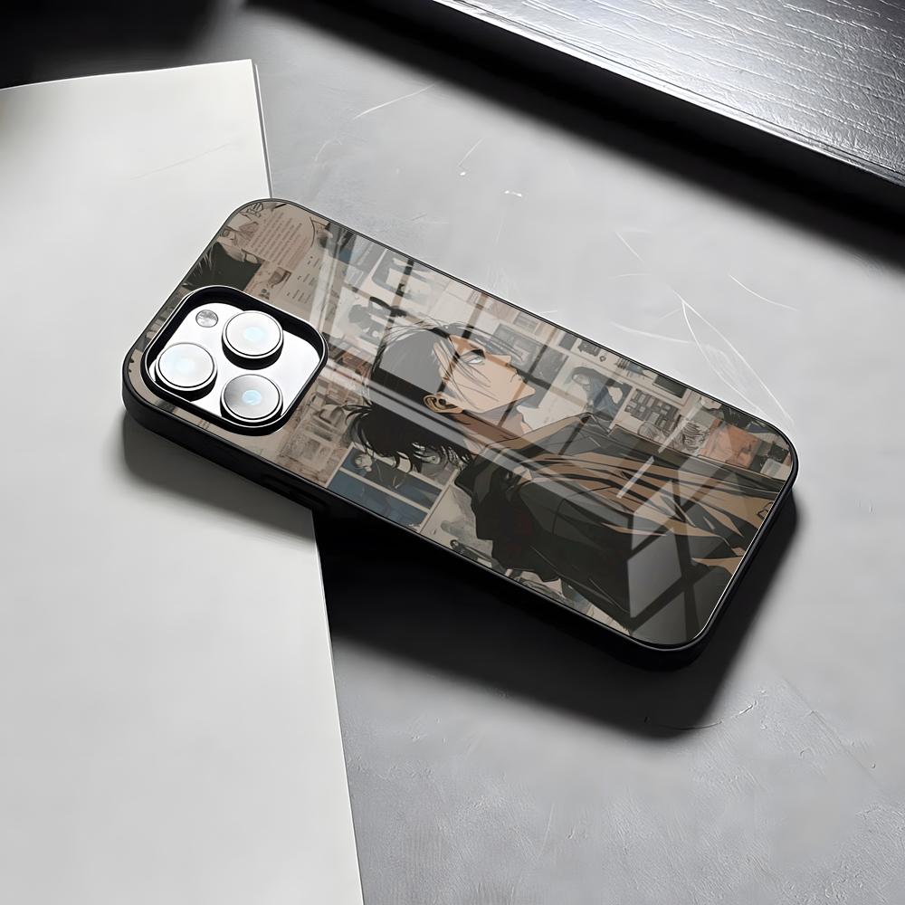 

A-Чехол для телефона с аниме Атака Титанов для IPhone 17 Pro Max 15 Pro 16 14 Plus 12 13 Mini 11 Pro Ударопрочный стеклянный чехол iPhone14 Plus