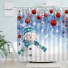 Niedlicher Schneemann Weihnachten Duschvorhänge Rotes Seil mit Kugel Tannenzweig Schnee Geschenk Kreative Weihnachten Neujahr Badezimmer Dekor Duschvorhang