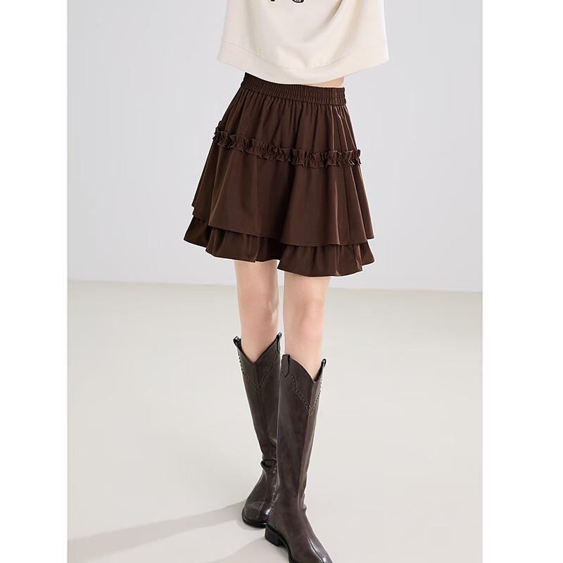 Betu Women's A-Line Double-Layer Hem Short Skirt