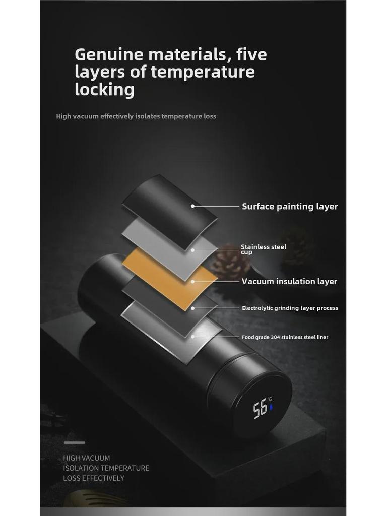 Engraved Stainless Steel Smart Thermos Cup - Perfect for Business Gifts and Event Openings.