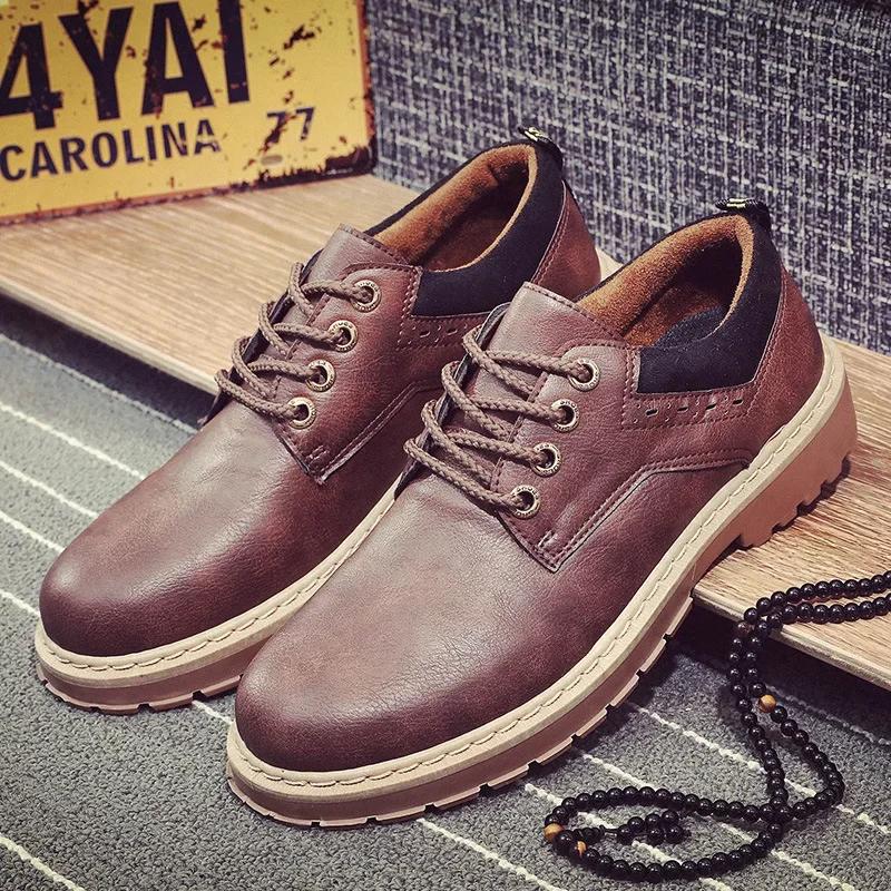 2024 Fashion British Men Shoe Autumn Work Wear Casual Short Boots Round Toe Leather Shoes for Men Plus Size 46 Zapatos De Hombre