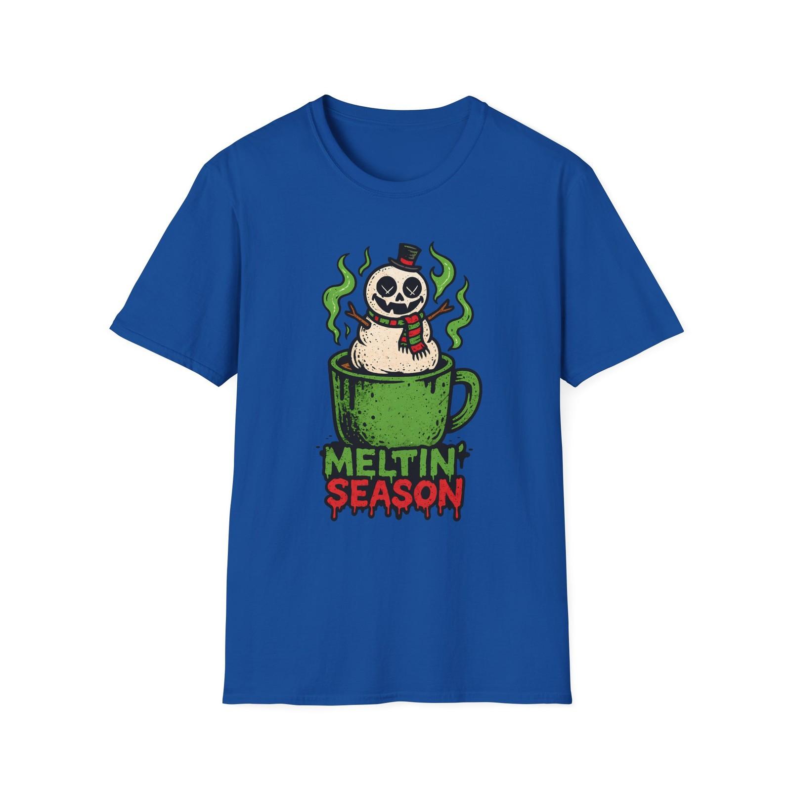 Unisex Softstyle T-Shirt Mens Womens Tees Top Creepy Marshmallow Snowman Cocoa Funny Christmas S