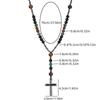 Natural Stone Africa Turquoise And Tiger-Eye Beads Cross Pendant Necklace Rosary For Men And Women