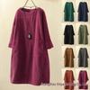 Abito Casual Retro in Velluto a Coste Autunno & Inverno Taglie Forti per Donna