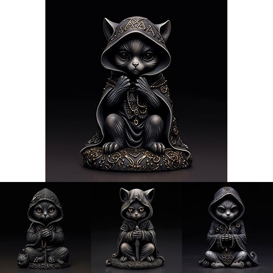 Charming Black Cat Wizard Resin Decorative Piece For Festive Home Accents