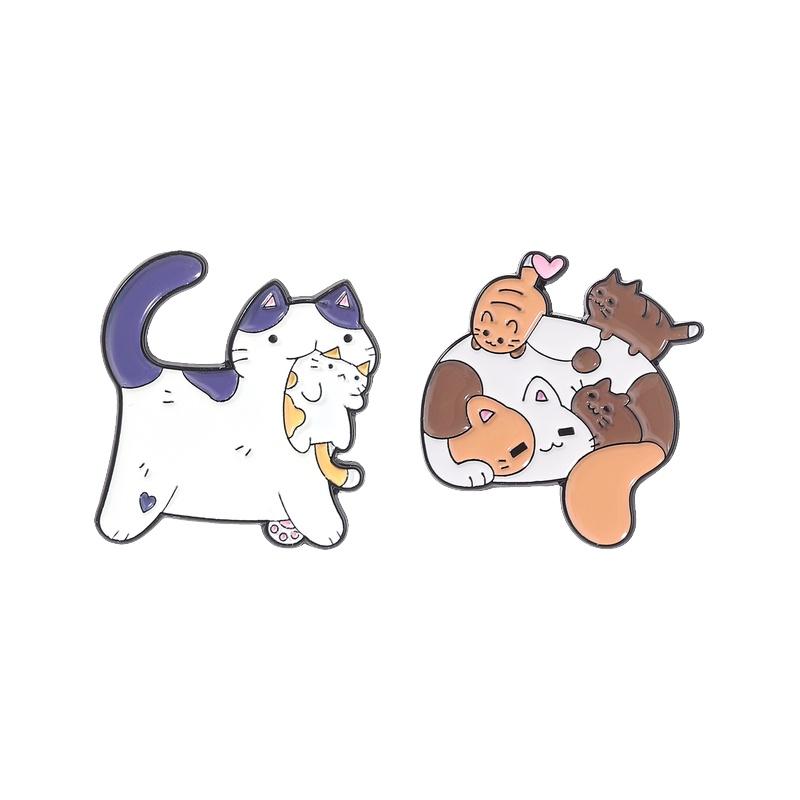 2-6pcs/set Cute Animal Enamel Pins Curious Monkey Golden Retriever Chubby Cat Crow Brooches Lapel Badge Jewelry Gifts For Friend