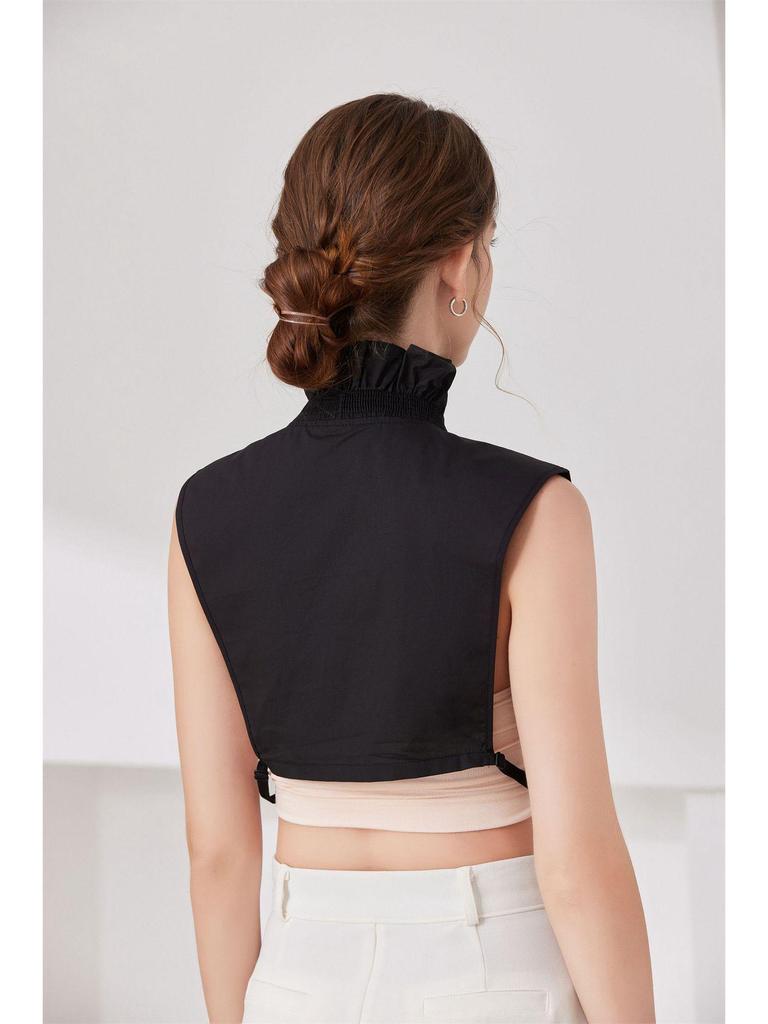 Ruffled Edge Cotton Deep V-Neck Fake Collar for Girls – Decorative Collar for Sweaters and Cardigans (White, Autumn/Winter)