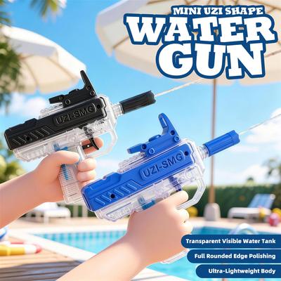 Summer UZI Water Gun Transparent Water Tank Squirt Pistol Outdoor Pool Beach Party for Kids Adults Pool Water Battle Toy Gift