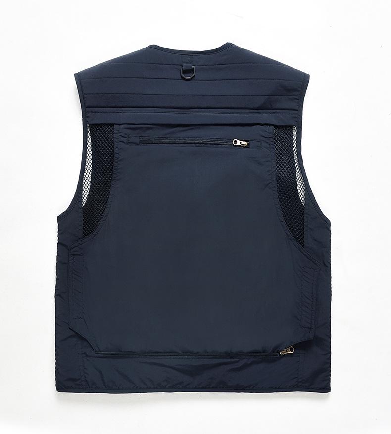Men's Multi-Pocket Outdoor Fishing Photography Vest, V-Neck Sleeveless Plus Size Workwear 7898 Thin Design