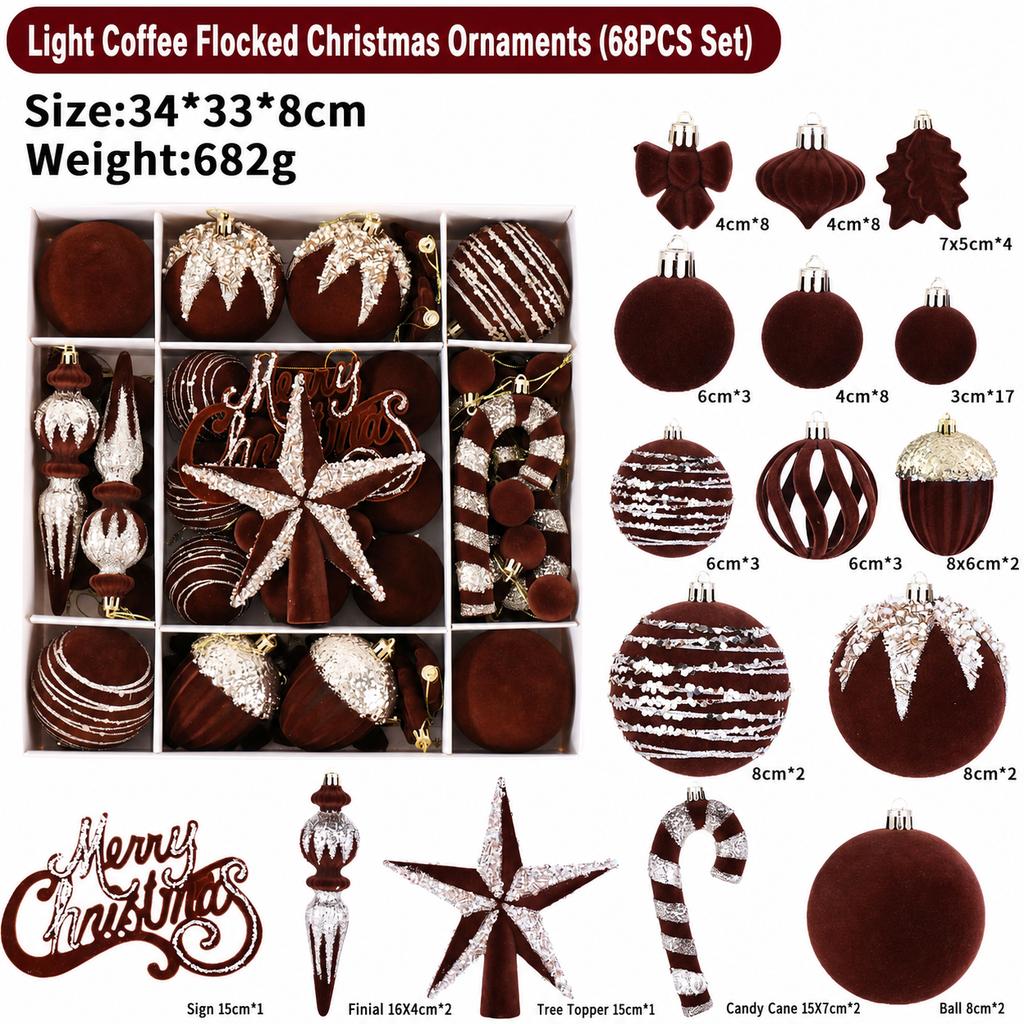 Holiday Hanging Ornaments Sturdy Plastic Christmas Ornaments Candy Cane Ornament Reusable Flocked Christmas Ornament Set