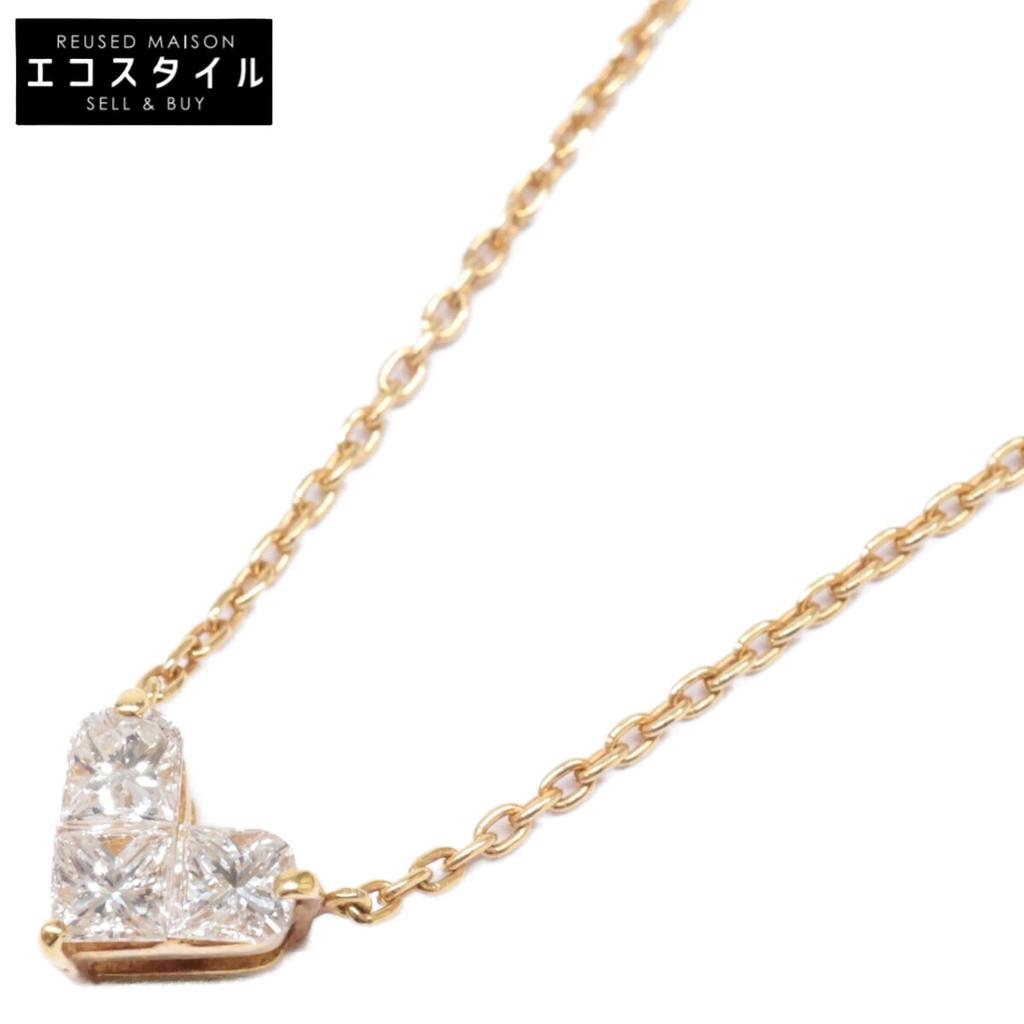 STAR JEWELRY K18 Mysterious Heart 0.28ct Diamond Necklace Yellow GoldUsed