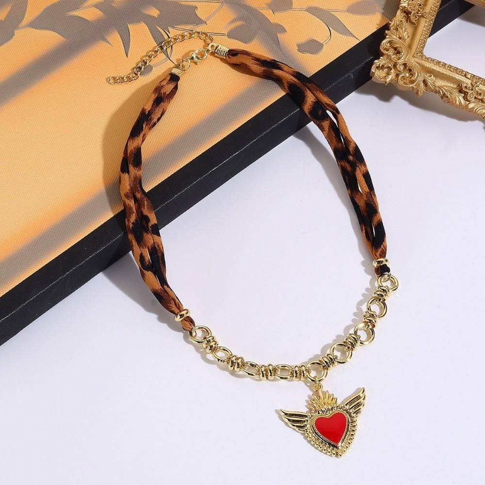 Vintage Scarf Necklace Bohemian Charm Necklace Leopard Chain Necklace Scarf Chocker Beach Party