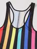 Mens Striped Wrestling Singlet Sleeveless Slim Fit Bodybuilding Gym Sports Bodysuit Romper