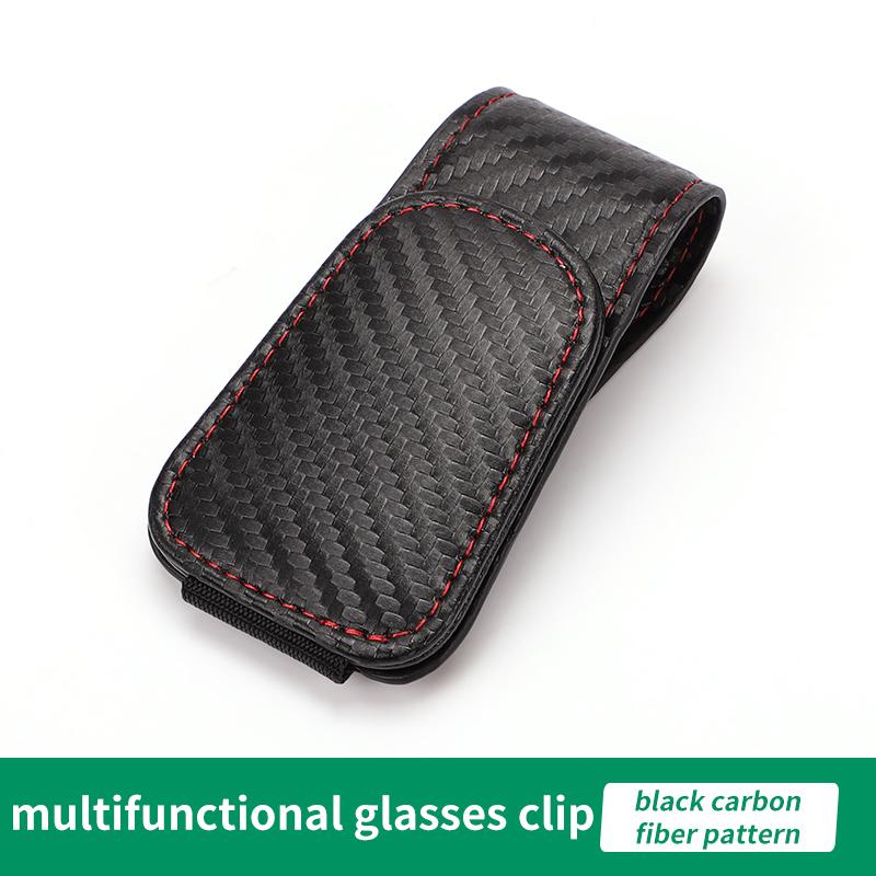 Car Sun Visor Eyeglass Hanger Clip Universal Leather Glasses Ticket Card Holder Sunglasses Storage Clip Multi-Function Accessory