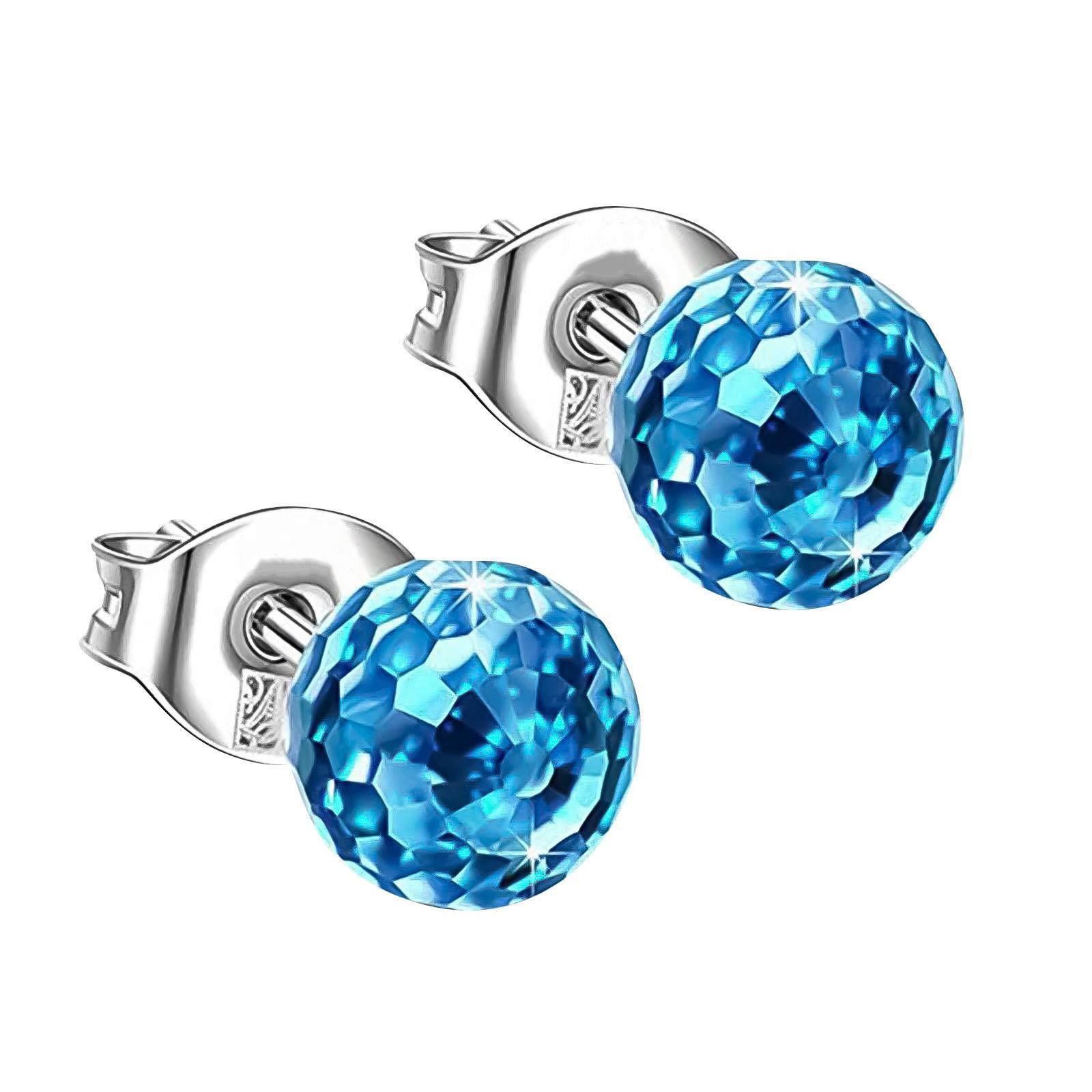 6MM Crystal Ball Zircon Earrings One Size синий