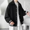 Baseball Jacket Men's Spring Thickened Trendy Brand Solid Color Lapel Jacket Hong Kong Style Loose Retro New Student Top