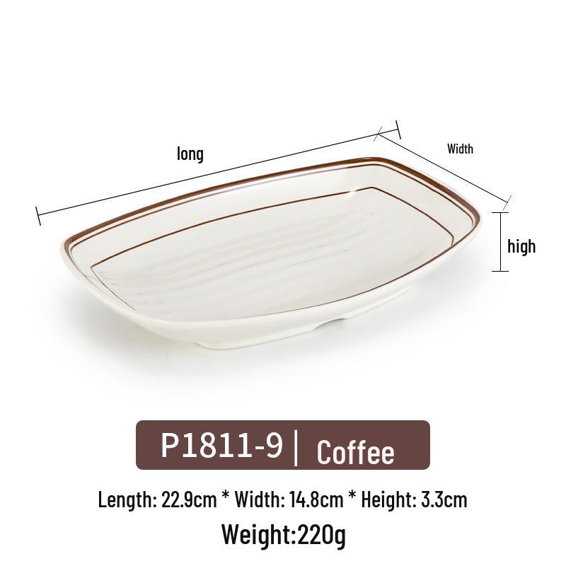 Melamine Rectangular Imitation Porcelain Plate for Hot Pot, BBQ, and Sushi Restaurants