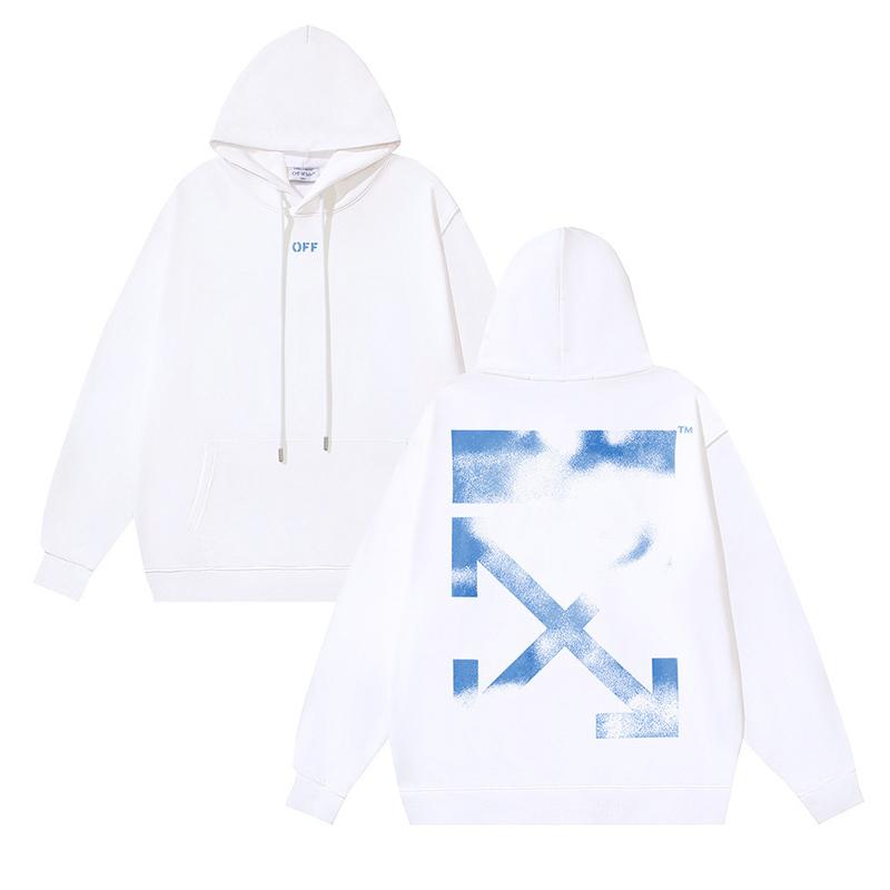 1296 Off-White 2025 Jesień/Zima Nowa Bluza z Kapturem z Nadrukiem Wzorów Fuzzy Arrow dla Mężczyzn i Kobiet