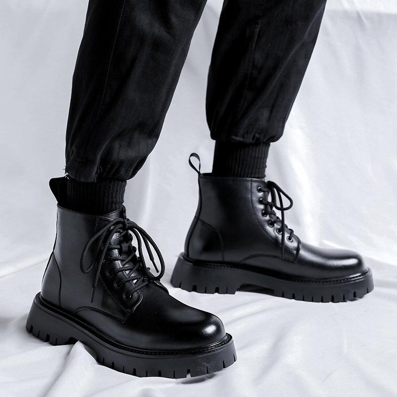 Botas Martin para hombre estilo británico de alta gama botas negras para hombre de media caña botas para hombre de moda zapatos de caña alta para chico 2115-R