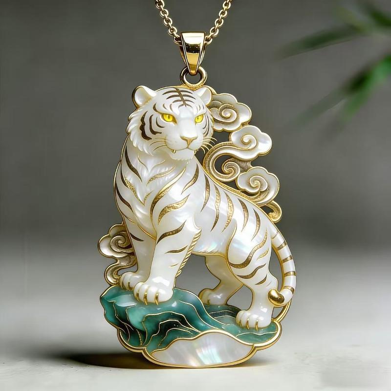 Ethnic Imitation Jade Pendant Necklace Chinese Vintage Charm Jewelry For Men Women Daily Outfit Festival Gift Use