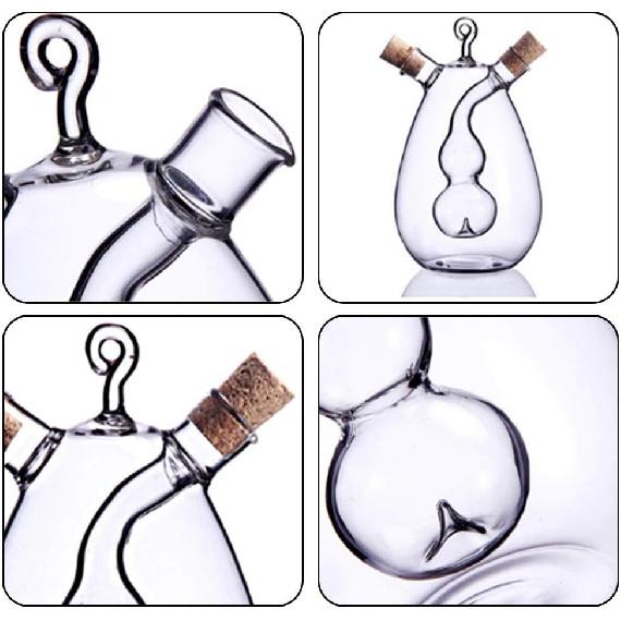 Glass Oil and Vinegar Bottles, 2 in 1 Oil and Vinegar Dispenser, 350 ml/12oz, Kitchen, Dining