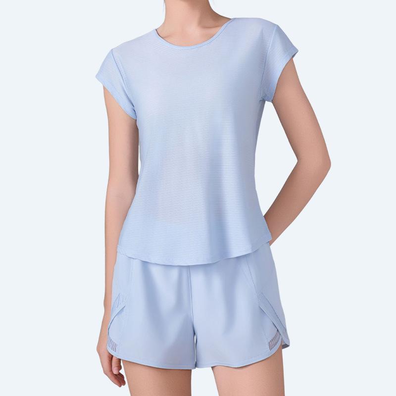 Damen Schnelltrocknendes Yoga & Lauf T-Shirt - Locker, Bequem, Figurschmeichelnd, Atmungsaktiv mit Kurzen Ärmeln für Sommer Fitness