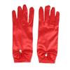 Women Elegant Satin Short Mittens Faux Pearl Pendant Decoration Solid Color Etiquette Gloves Dinner Party Opera Wedding Stage Performance